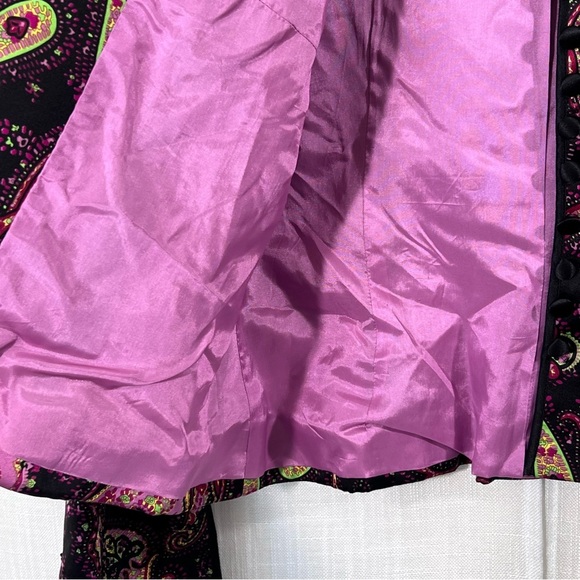 JS Collections Silk Paisley Beaded Jacket Button Front Blazer Coat Size 10 - Picture 7 of 16